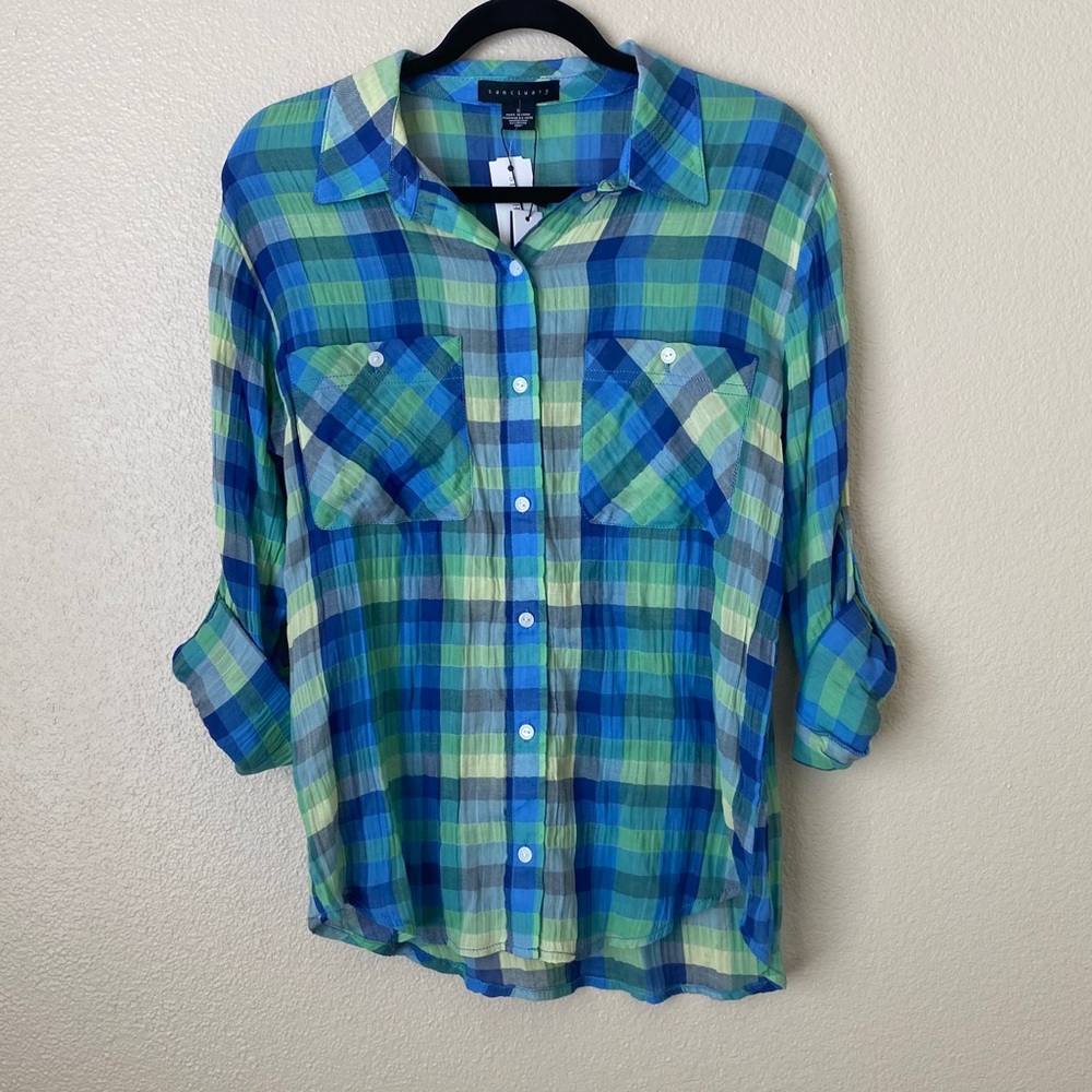Sanctuary plaid blouse shirt Small